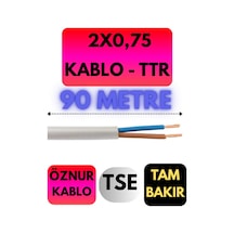 Öznur 2x0,75 Ttr Kablo Metre Seçenekli Beyaz - 90 Metre