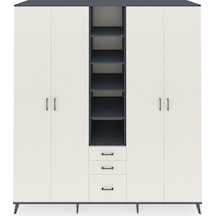 Kronos Dolap 17 Raflı 3 Çekmeceli 4 Kapaklı 220x59x243 Antrasit-aytaşı/aytaşı Aytası/aytası - Antrasıt