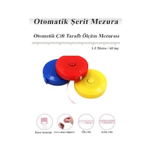 4 Adet Renkli Makaralı Otomatik Basmalı Mezura 150 Cm Terzi Metresi 1,5 M 1,5 M Diğer