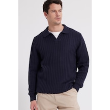 Tudors Erkek Standart Fit Normal Kesim Polo Yaka Lacivert Kazak-46285