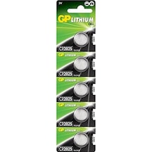 Cr2025 2025 Boy Lityum Düğme Pil, 3 Volt, 5'li Kart, Gri