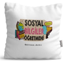 Kişiye Özel Sosyal Bilgiler Öğretmeni Saten Yastık - 3