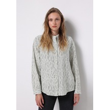 Colins Regular Fit Hakim Yaka Baskılı Kadın Yeşil Uzun Kol Gömlek Cl1077304 Q1.v1 Sag Sage