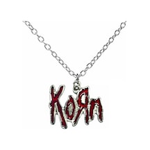 Korn Kolye Kırmızı 60 Cm Zincirli Metal Tasarım, Rock Müzik Grubu Unisex Aksesuar Çok renkli