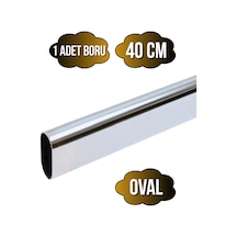 Metal Krom Oval Askı Borusu Mobilya Askı Borusu Metal 40cm Krom Oval En:15mm Boy:30mm Gri