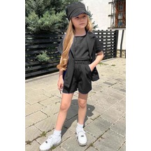 Riccotarz Kız Çocuk Kolsuz Penye Bluz Kısa Kollu Blazer Ceket Şapkalı Siyah Şortlu Takım Siyah Riccotarz Kız Çocuk Kolsuz Penye Bluz Kısa Kollu Blazer Ceket Şapkalı Siyah Şortlu Takım Siyah