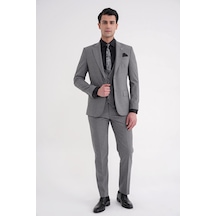 Efor Slim Fit Çift Yırtmaç Ekoseli Esnek Yünlü Yelekli Klasik Füme Takım Elbise Tk 934 Füme Efor Slim Fit Çift Yırtmaç Ekoseli Esnek Yünlü Yelekli Klasik Füme Takım Elbise Tk 934 Füme