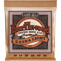 Ernie Ball 2150 Earthwood Phosphor Bronze Extra Slinky Akustik Gitar Teli (10-50)