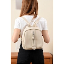Just Polo Kadın Günlük Kullanıma Uygun Ayarlanabilir Askılı Lüks Sırt Çantası Shopper Krem