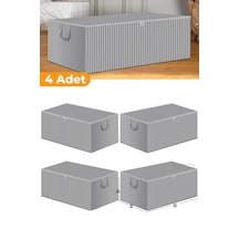 Serstil 4 Adet - Antrasit Çizgili Büyük Boy Baza Altı Ve Çekyat Tipi Hurç 65 X 45 X 22 Cm