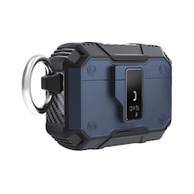 Noktaks Airpods Pro Uyumlu Kılıf Airbag 35 Darbelere Karşı Dayanıklı Düğmeli Kılıf Mavi