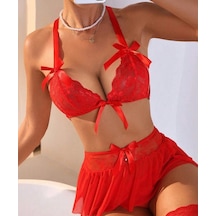 Tegan Fantazi Kırmızı Dantelli Fiyonklu Seksi Babydol Tg279240 Kırmızı