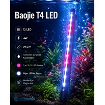 Baojie Akvaryum Işığı - Bitki Işığı - Balık Işığı - Tamamen Su İçinde Kullanılabilir - 12 Led - Pembe Beyaz - 28 Cm - Güçlü Aydınlatma - 4w