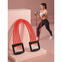Kırmızı Çok Amaçlı Direnç Lastiği Ve Göğüs Genişletici 4 Tüplü Profesyonel Fitness Seti
