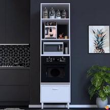 Modilayn Ayq 60x217x56 Cm Boyutunda Ankastre 1 Kapaklı Mini/midi Mikrodalga Fırın Dolabı Beyaz