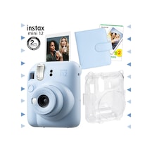 Fujifilm Instax Mini 12 Fotoğraf Makinesi + 20'lu Film + kare Albüm + Şeffaf Kılıf Seti Mavi