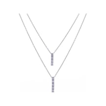 Nagıss Sıralı Dörttaş Beştaş Model Zirkon Taşlı 925 Ayar Gümüş İkili Kadın Kolye