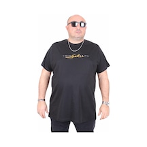 Moc Grande Mocgrande Erkek Büyük Beden Sıfır Yaka Tişört Lets Get Going 25175 Sıyah Siyah