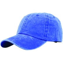Unisex Yıkamalı Eskitme Mavi Kep Şapka