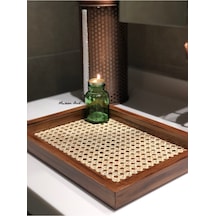 Rattan Hazeran Tepsi Eskitme Model Dikdörtgen %100 Doğal Hazeran M017