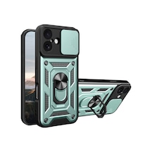 Apple iPhone  Uyumlu - 17 Pars Lens Yüzüklü Silikon - Yeşil
