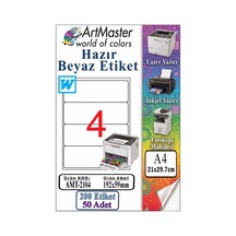 A4 Hazır Beyaz Etiket 192x59 Mm 4 Lü 50 Sayfa 1 Paket Kendinden Yapışkanlı Fotokopi Lazer İnkjet Kağıdı Yazıcılar