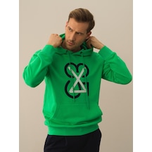 Xint Yeşil Regular Fit Kapüşonlu Pamuklu Sweatshirt 300305