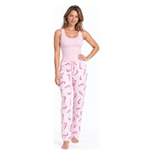 Fit Women Kadın Çizgili Bluz Desenli Askılı Pembe Pijama Takımı