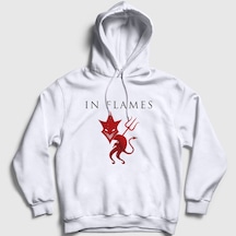 Presmono Unisex Devil In Flames Kapüşonlu Sweatshirt Beyaz