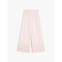 Koton Beli Lastikli Dantel Detaylı Pamuklu Pantolon Pembe 5skg40086aw Gül