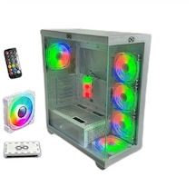 Aztech AZT201 W 5 x RGB Fan Uzaktan Kumanda Akvaryum Oyuncu Bilgisayar Kasası Beyaz