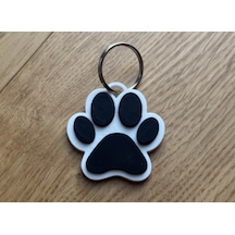 Köpek Pençesi Anahtarlık Beyaz - Siyah