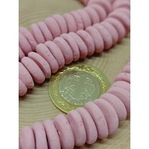 Pembe Pigmentli Yassı Mat Seramik Boncuk Dizi 10-12mm/23cm 54196 Çok REnkli