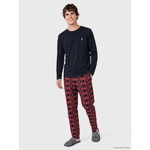 LC Waikiki Lc Waıkıkı Lacivert Regular Fit Yılbaşı Temalı Erkek Pijama Takımı