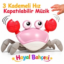 Emeklemeye Yardımcı 3 Hız Kademeli Kapatıp Açılabilen Müzikli Sensörlü Şarjlı Yengeç Oyuncak