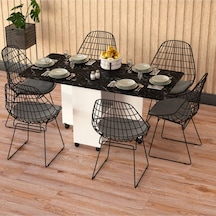 Asra Trend Akıllı Katlanır Mutfak Masası KM-15 %100 MDF Tekerlekli Yemek Masası Beyaz Royal Mermer