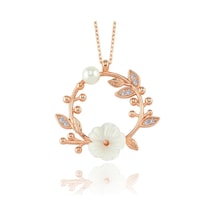 Manolya Çiçeği Tomurcuğu Rose Renk Flowers Gümüş Kolye