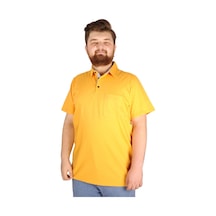 Mode Xl Büyük Beden T-Shirt Polo Cepli Lycra Pike Md 20554 Hardal 001