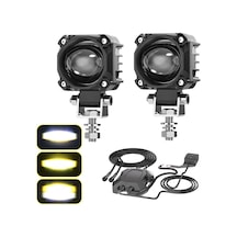 Motosiklet Led Sis Farı Seti Çift Renk Tüm Montaj Aparatları Ve Kablo Set İle Kolay Montaj 12-24v Motosiklet Led Sis Farı Seti Çift Renk Tüm Montaj Aparatları Ve Kablo Set İle Kolay Montaj 12-24v