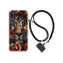 Samsung Uyumlu Galaxy A20S Kılıf Ipli Askılı Flowers Baby Tiger 1336