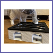 Bezos 3d Baskı Kedi Zeka Oyuncağı Yavaş Yeme Aktivite Kutusu Tuğla Desenli Ödül Mama Bulmaca Siyah Beyaz Nıda