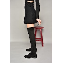 Fox Shoes T726888802 Siyah Süet Streç Kadın Çizme Siyah-Süet