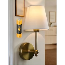 Modern Aplik Pilli Duvar Aplik Power Ledli Tak Kullan Kablosuz Pilli Duvar Aplik Eskitme Gold Sarı Gold