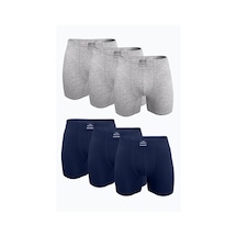 Malabadi Erkek Gri Lacivert 6 Lı Premium Collection Modal Uzun Boxer 6m250 Gri-lacivert