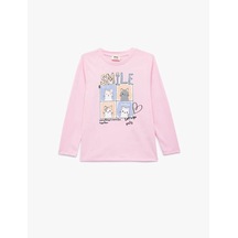 Koton Kedili Pamuklu Pembe Kız Çocuk Uzun Kollu T-shirt 6wkg10036ak Pembe