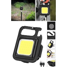 Mobee Çok Amaçlı Mini Led Anahtarlık El Feneri Flash Mıknatıslı Su Geçirmez Şişe Açacaklı Kamp Feneri Siyah