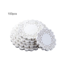 100 Adet Yuvarlak Kağıt Dantel Danteller Kek Placemat Parti Düğün Pişirme Dekorasyon 10.5inch Beyaz