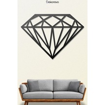 Elmas Geometrik Metal Duvar Tablosu - Metal Duvar Sanatı - Siyah - 35 X 50 Cm