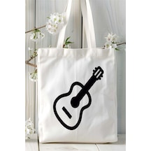 Art Hediye Klasik Gitar Baskılı Bez Çanta Kişiye Özel Model 5 Çok Renkli
