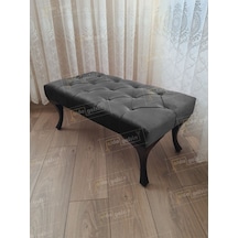 Kapitoneli Ayak Ucu Kapı Önü Antre Bench Puf Siyah Ayak 100 45 Antrasit